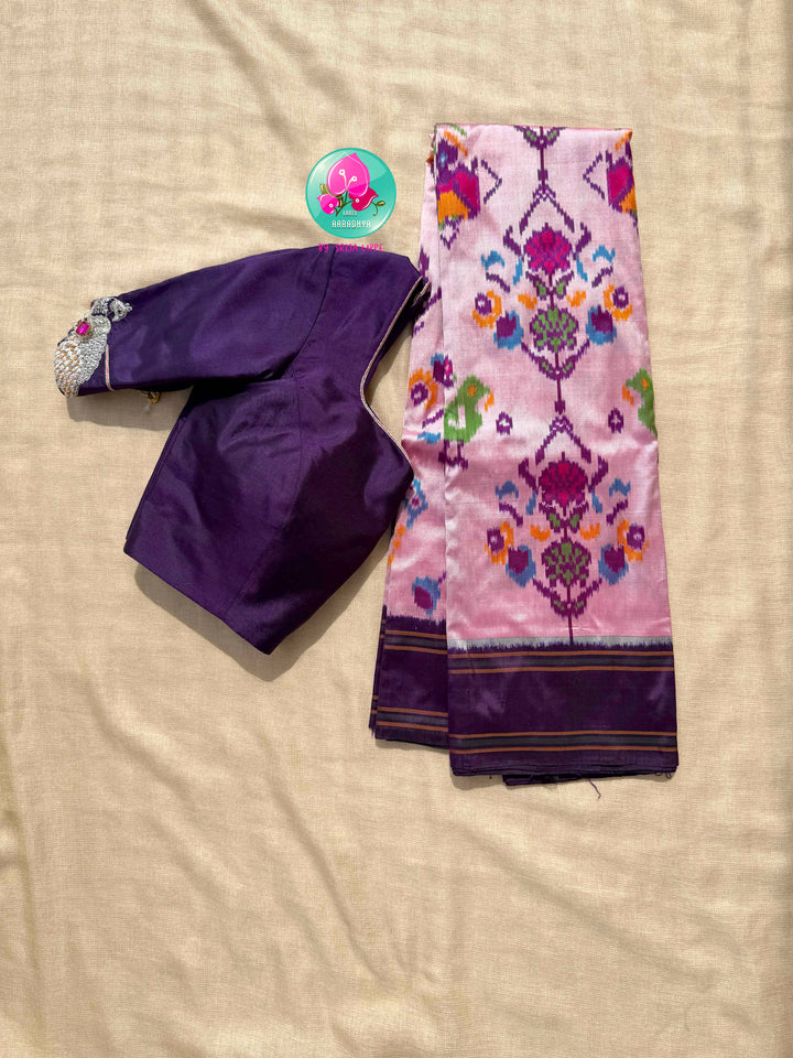Orchid Blooms at Dawn: The Pure Ikat Silk Saree Masterpiece