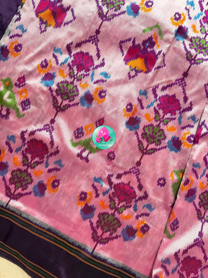 Orchid Blooms at Dawn: The Pure Ikat Silk Saree Masterpiece