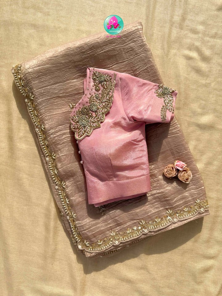 Whispers of Rose Gold: The Crushed Organza & Baby Pink Peter Pan Fantasy