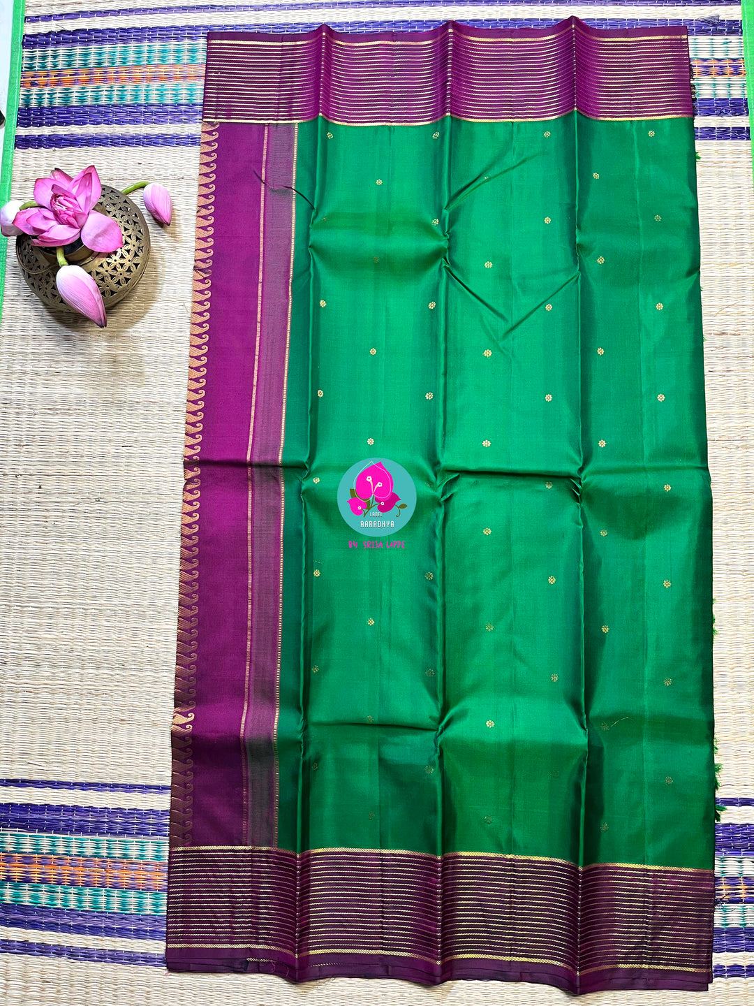 Kanchipattu saree in traditional Green and Magenta