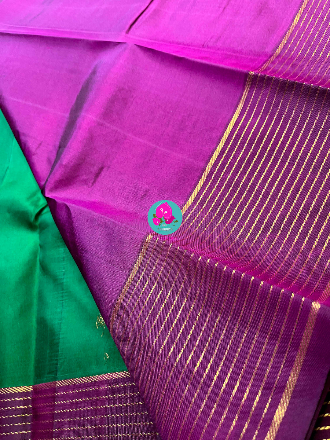 Kanchipattu saree in traditional Green and Magenta