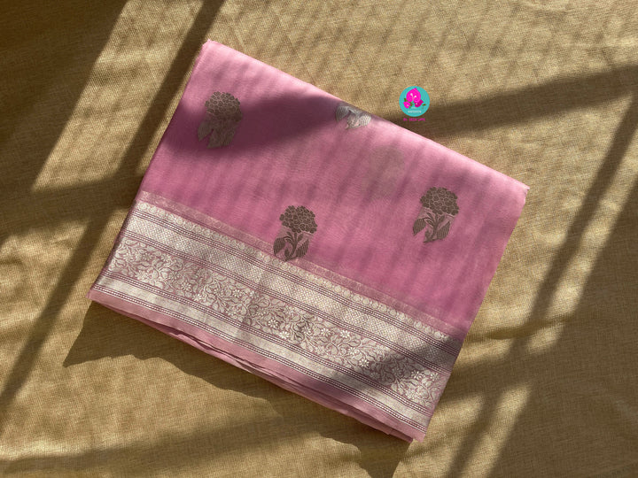 Pure kora Silk Saree paired with hand embroidered pure raw silk blouse