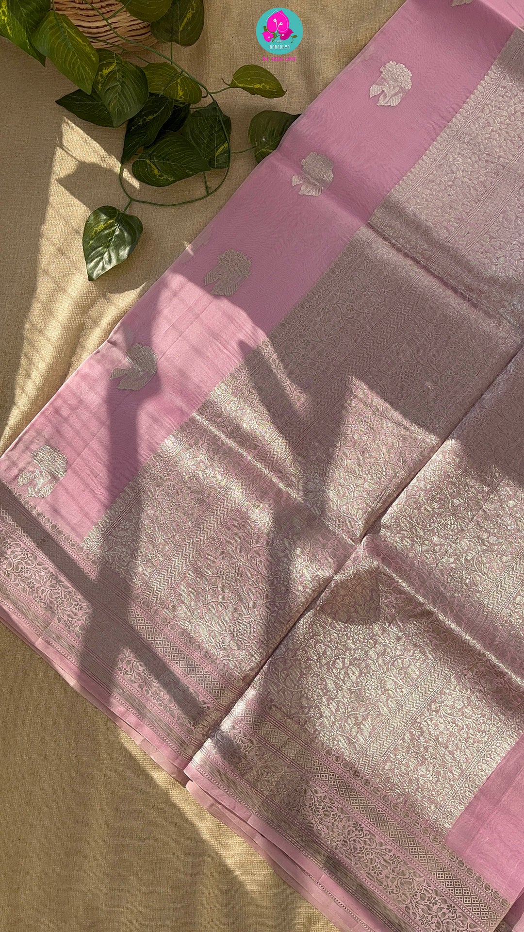 Pure kora Silk Saree paired with hand embroidered pure raw silk blouse