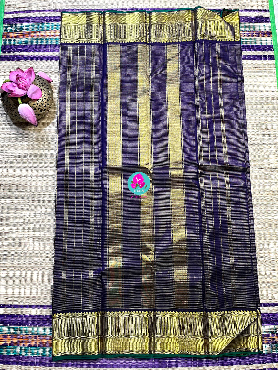 Kanchipattu handloom 1g zari saree with traditional oosi design in blue,