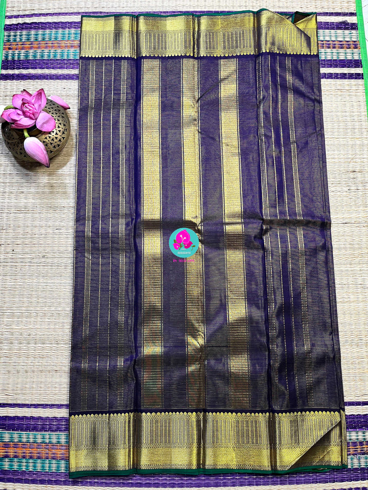 Kanchipattu handloom 1g zari saree with traditional oosi design in blue,