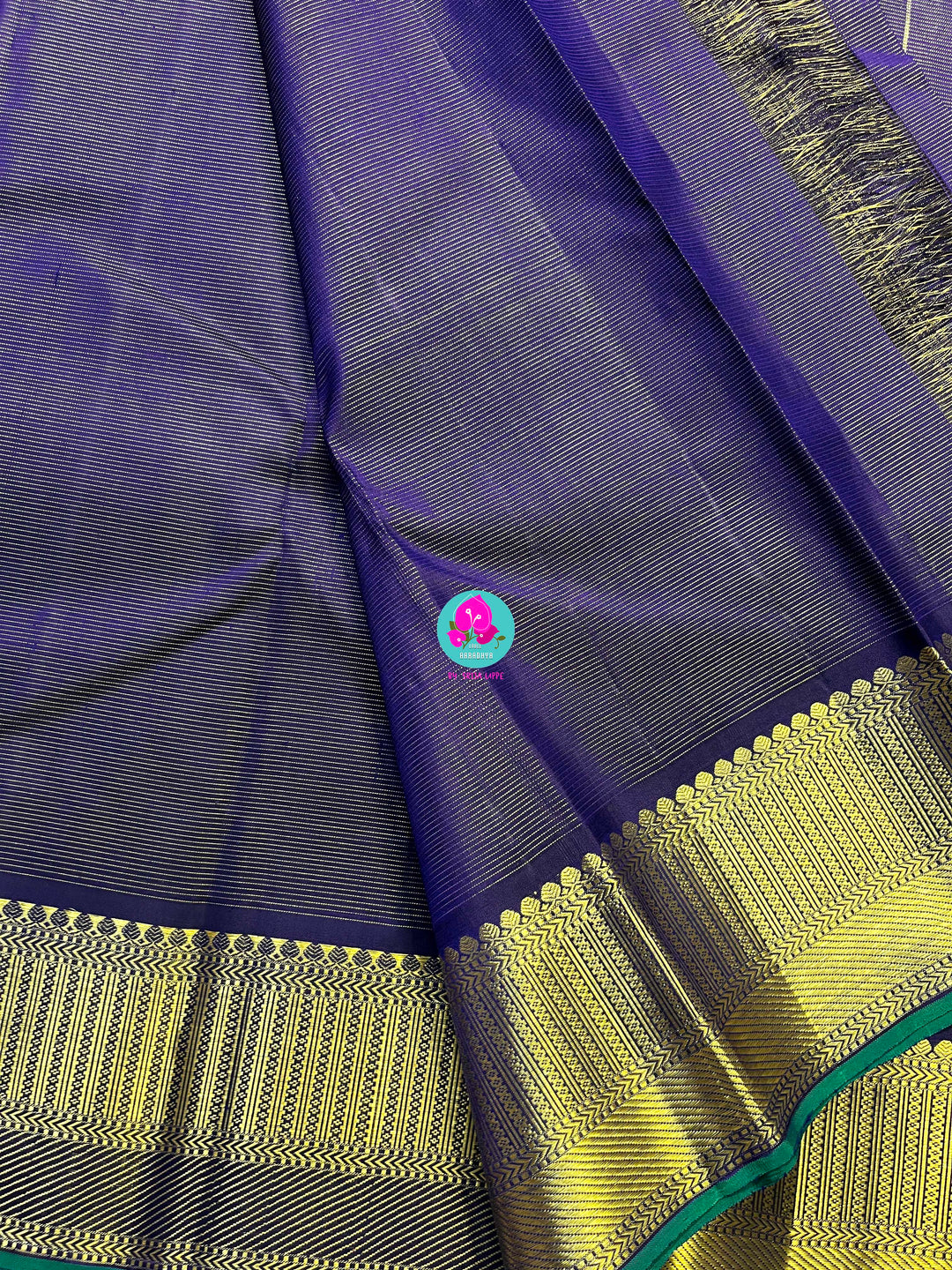 Kanchipattu handloom 1g zari saree with traditional oosi design in blue,