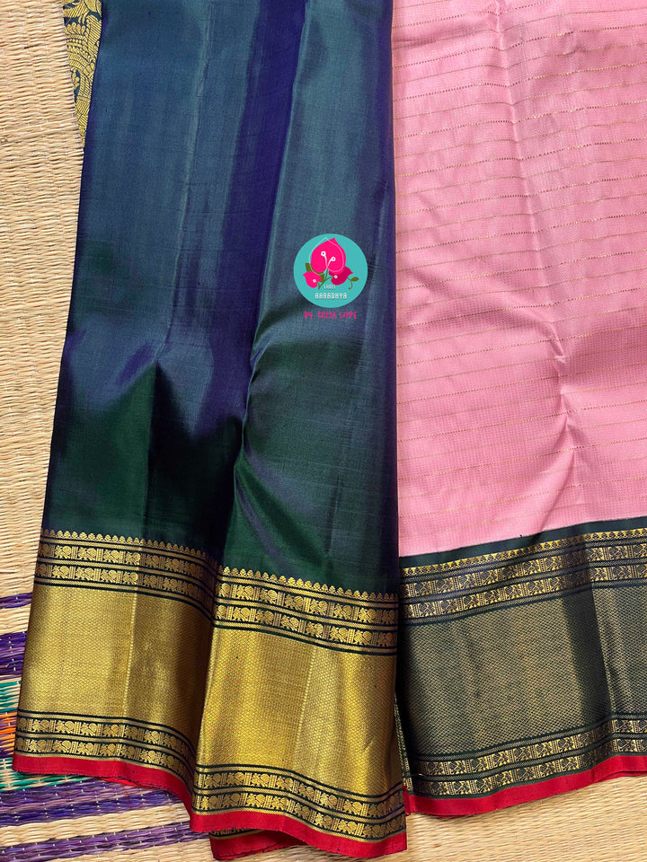 Kanchipattu handloom 3g zari traditional border saree with bird motifs