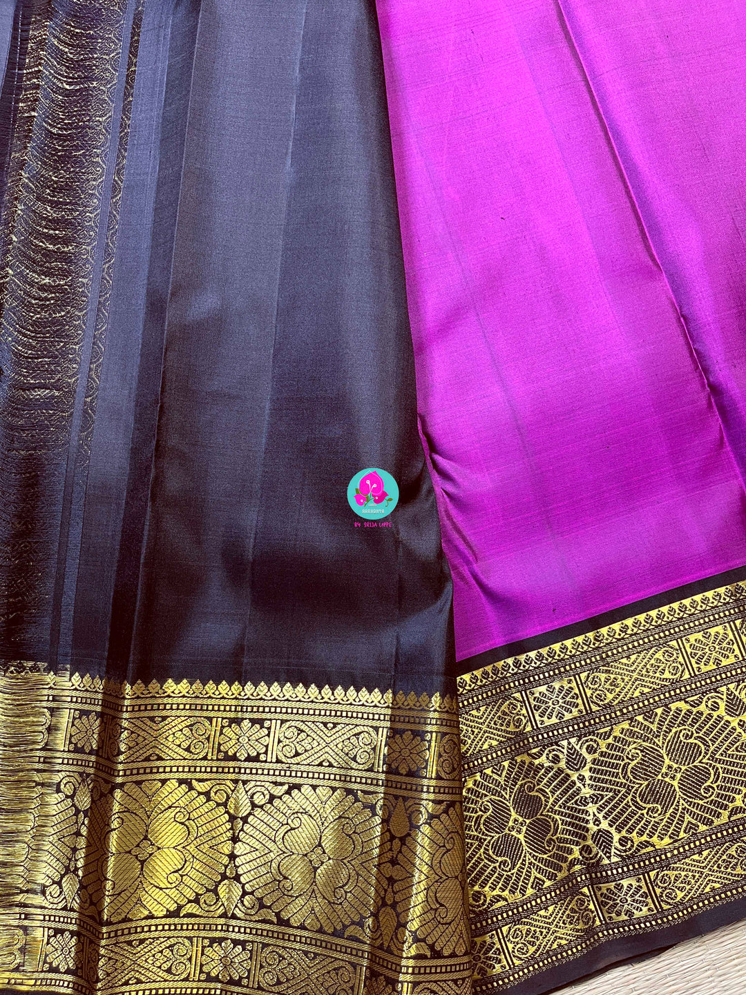 2G deep Kanchipattu handloom saree in the shade of purplish magenta