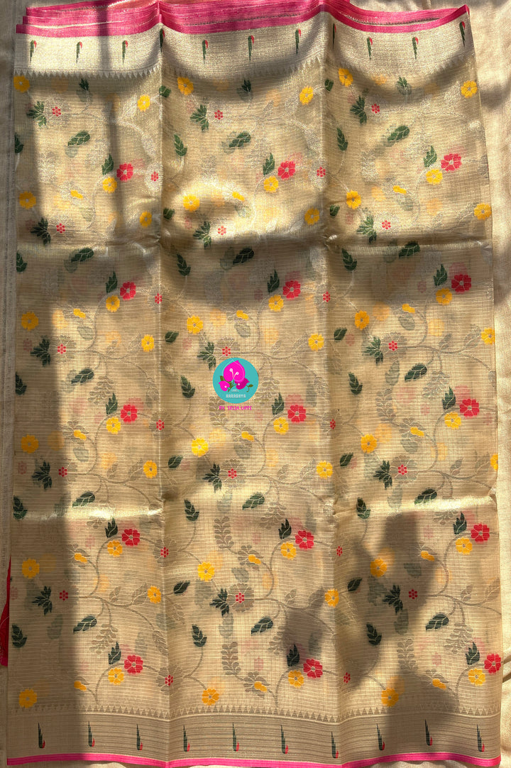 Silk Zari Kota Saree with Embroidered Bird Blouse