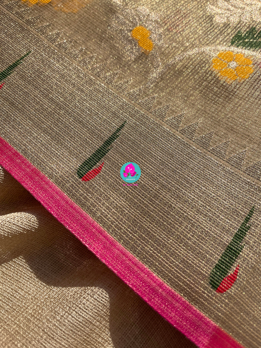 Silk Zari Kota Saree with Embroidered Bird Blouse