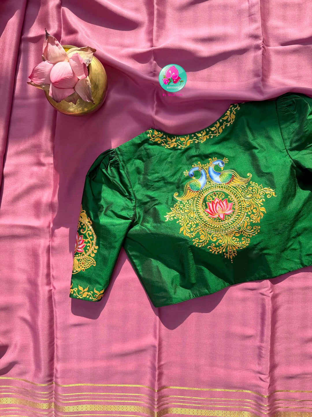 Poetry in Pastels: The Onion Pink Mysore Silk & Emerald Tanjore Fusion