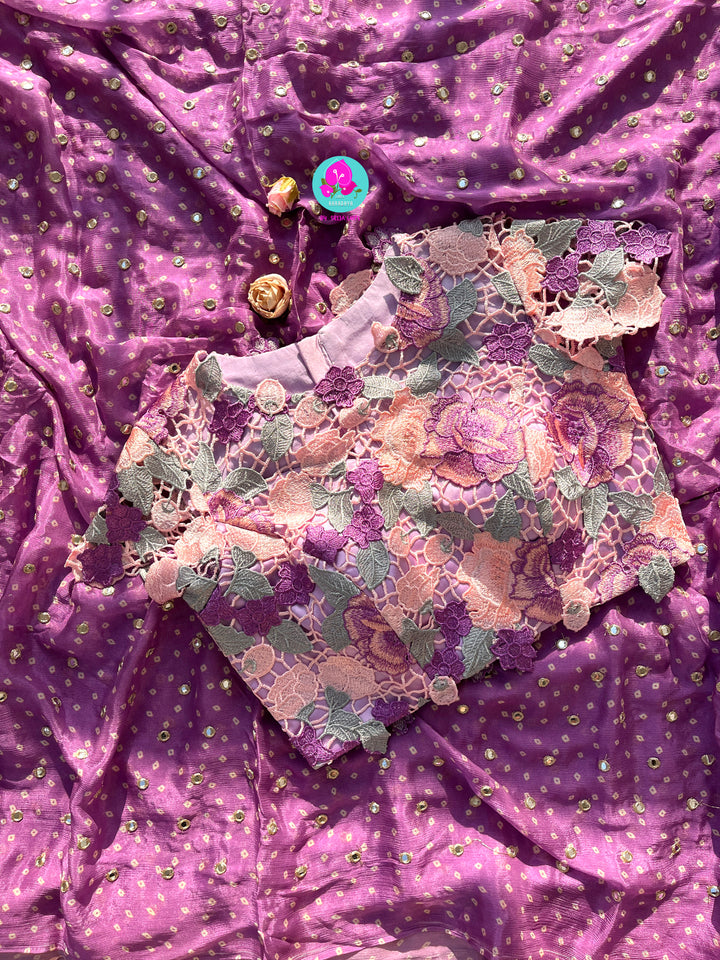 Pure Chinon Chiffon Saree with Mirror Work