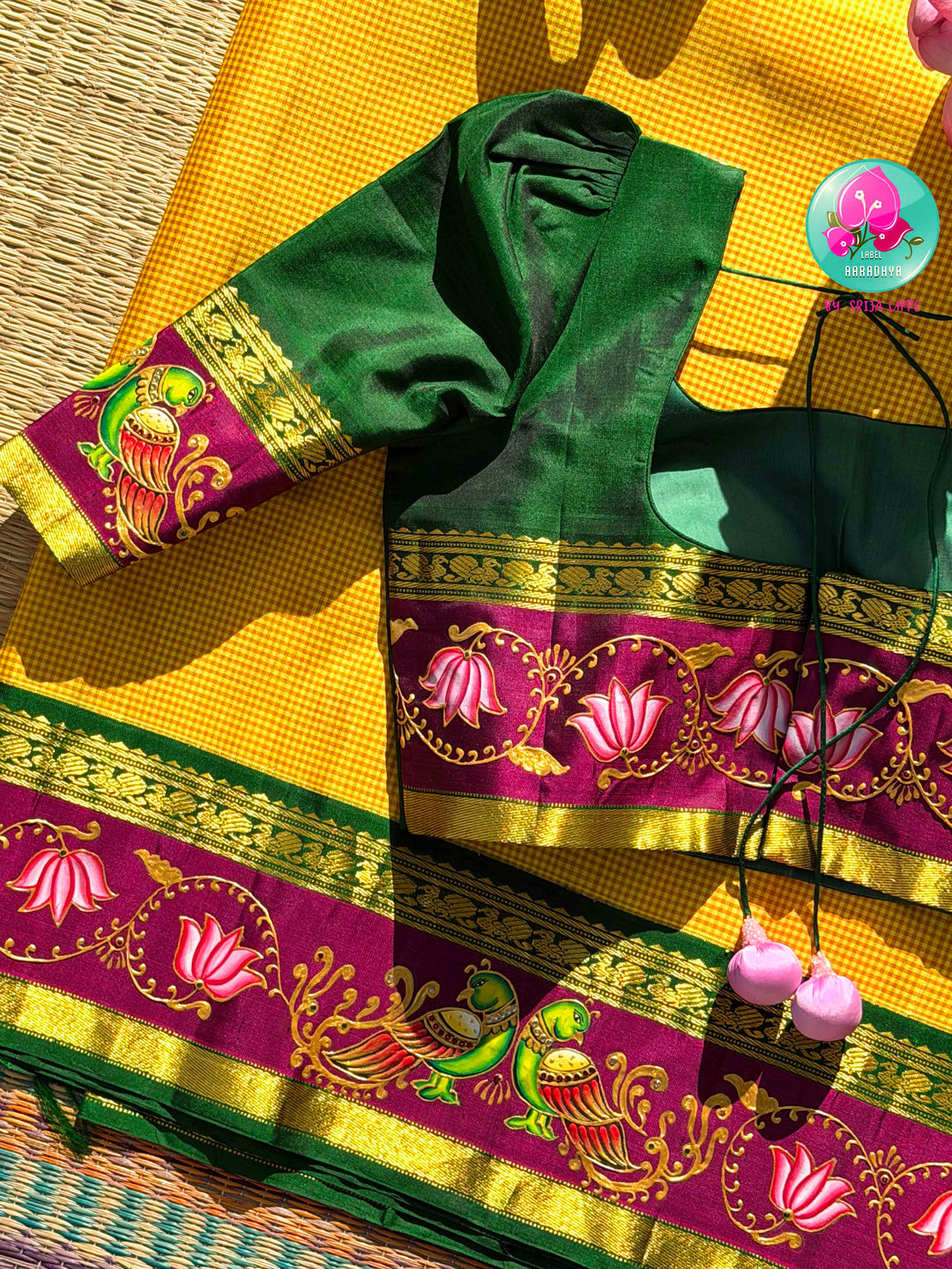 Solar Radiance: The Midday Yellow & Hand-Painted Tanjore Kanchipattu Saree