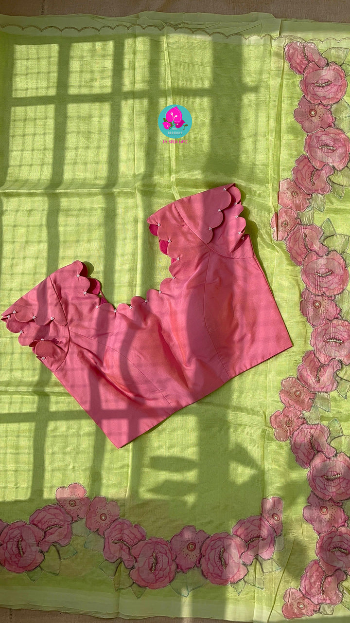 Pure Mangalagiri Saree with Applique work