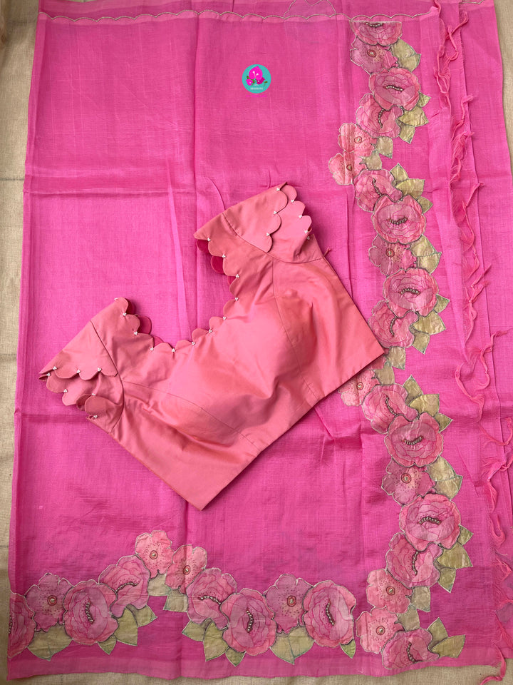 Pure Mangalagiri Saree with Applique work