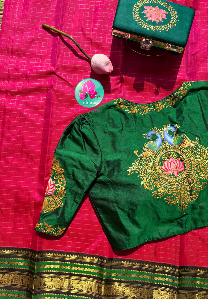 Floral Sovereignty: The Lotus Kanchipattu & Emerald Tanjore Fusion
