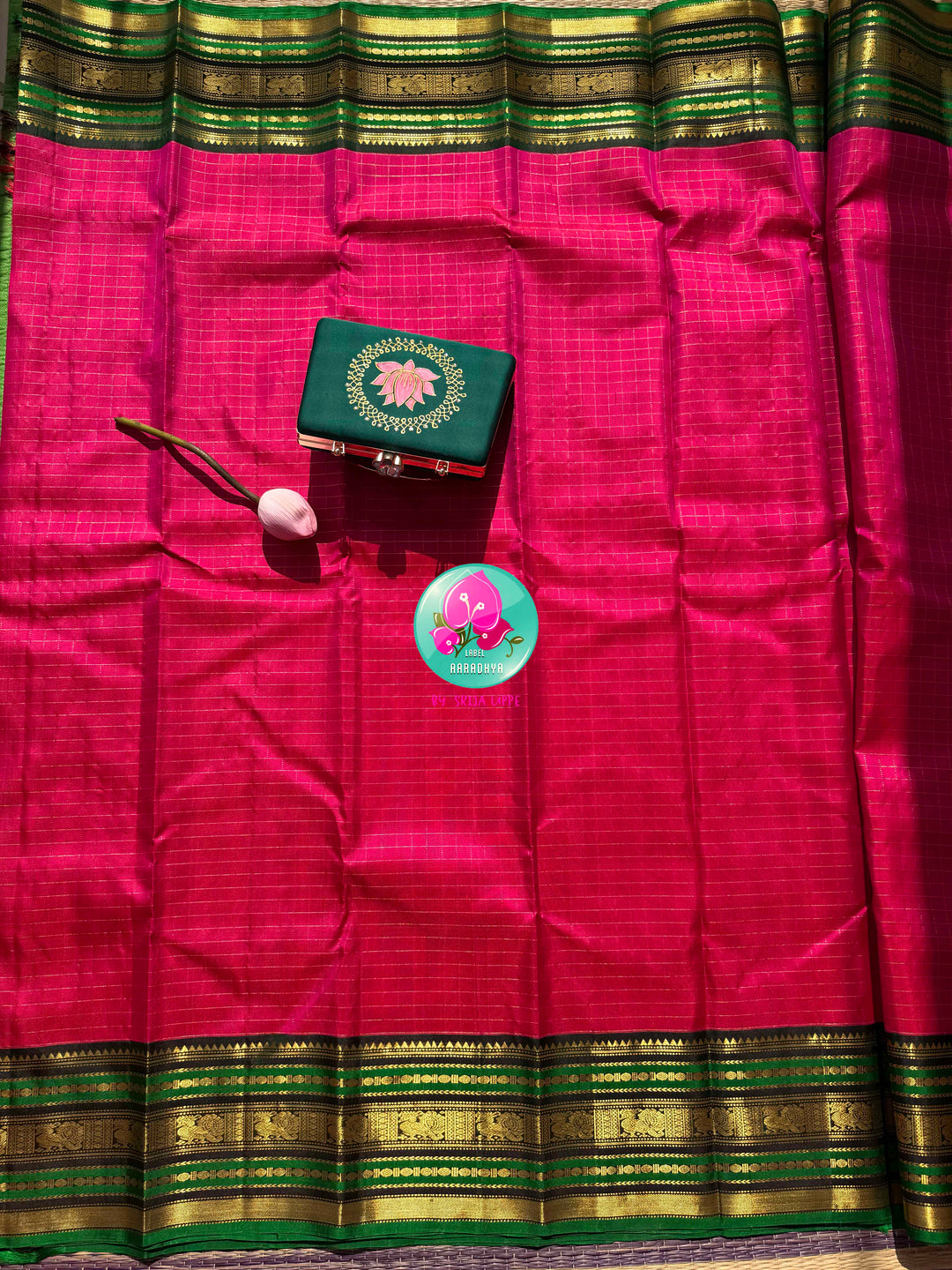 Floral Sovereignty: The Lotus Kanchipattu & Emerald Tanjore Fusion