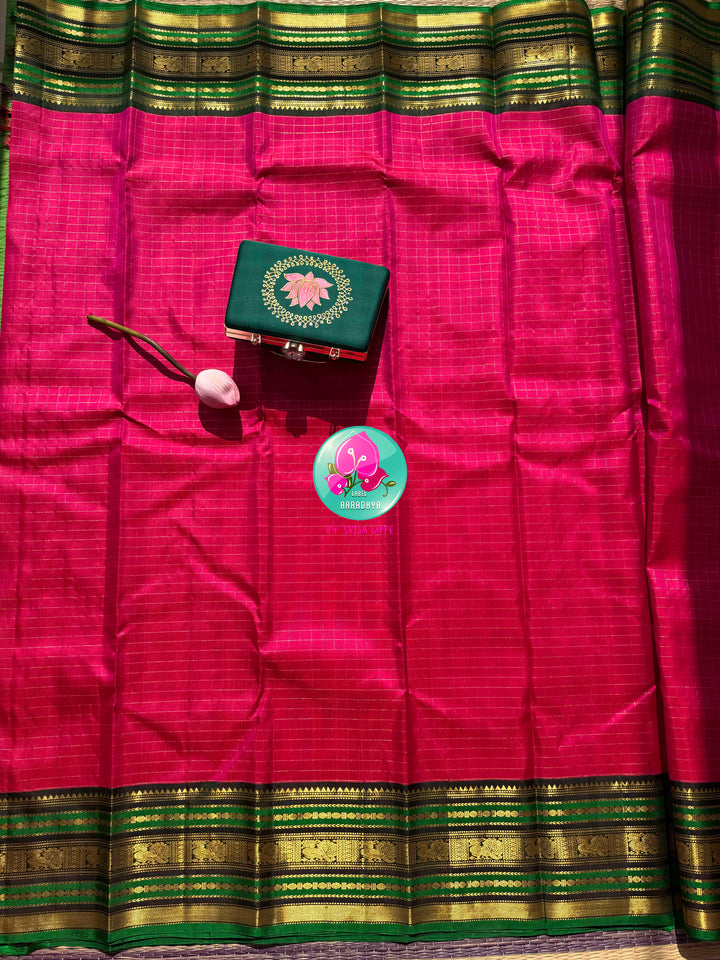 Floral Sovereignty: The Lotus Kanchipattu & Emerald Tanjore Fusion