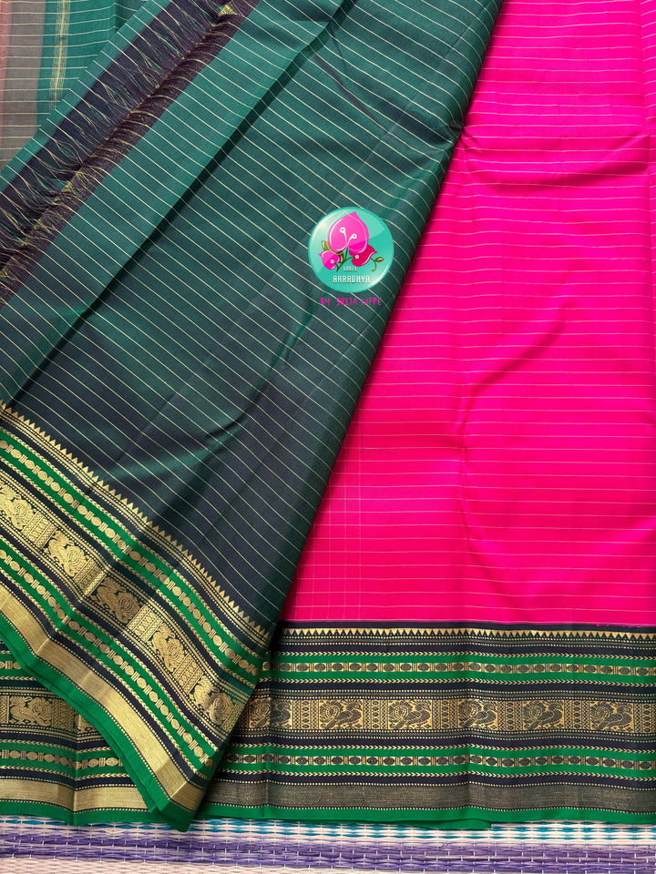 Floral Sovereignty: The Lotus Kanchipattu & Emerald Tanjore Fusion
