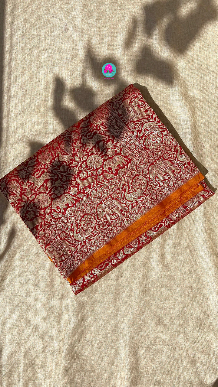 Banarasi Silk Saree with Vintage Shikarga Design