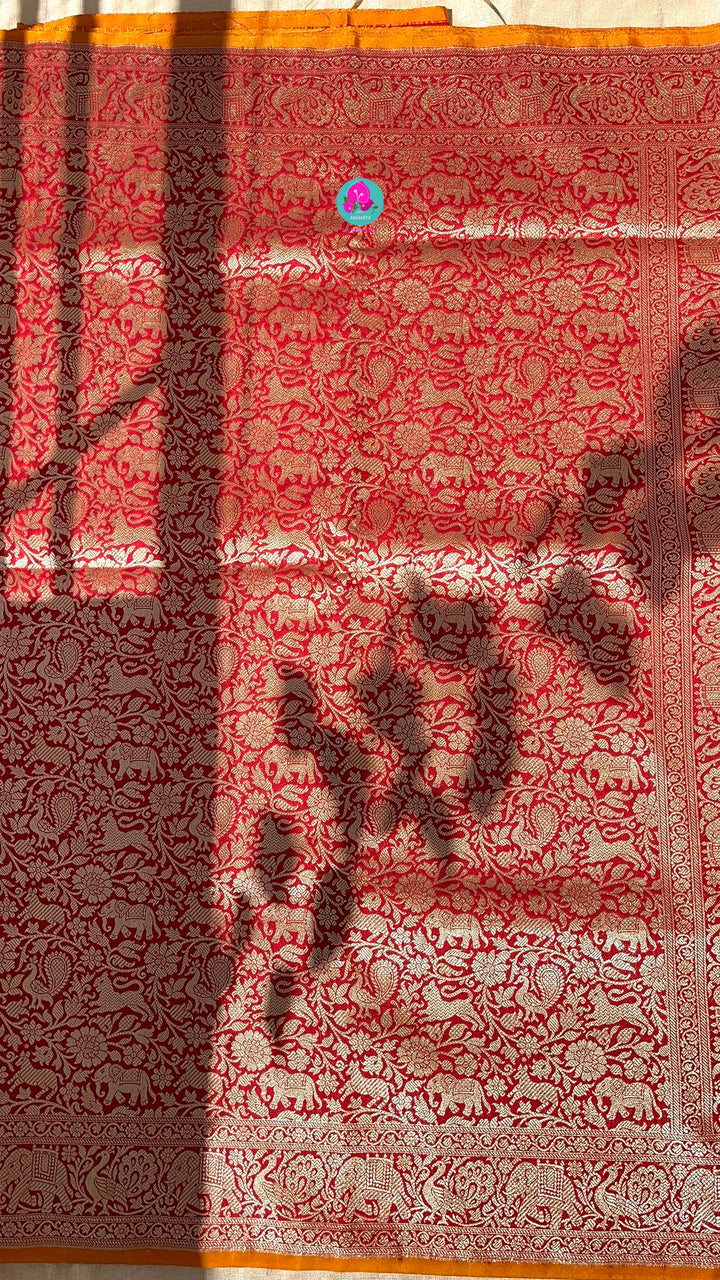 Banarasi Silk Saree with Vintage Shikarga Design