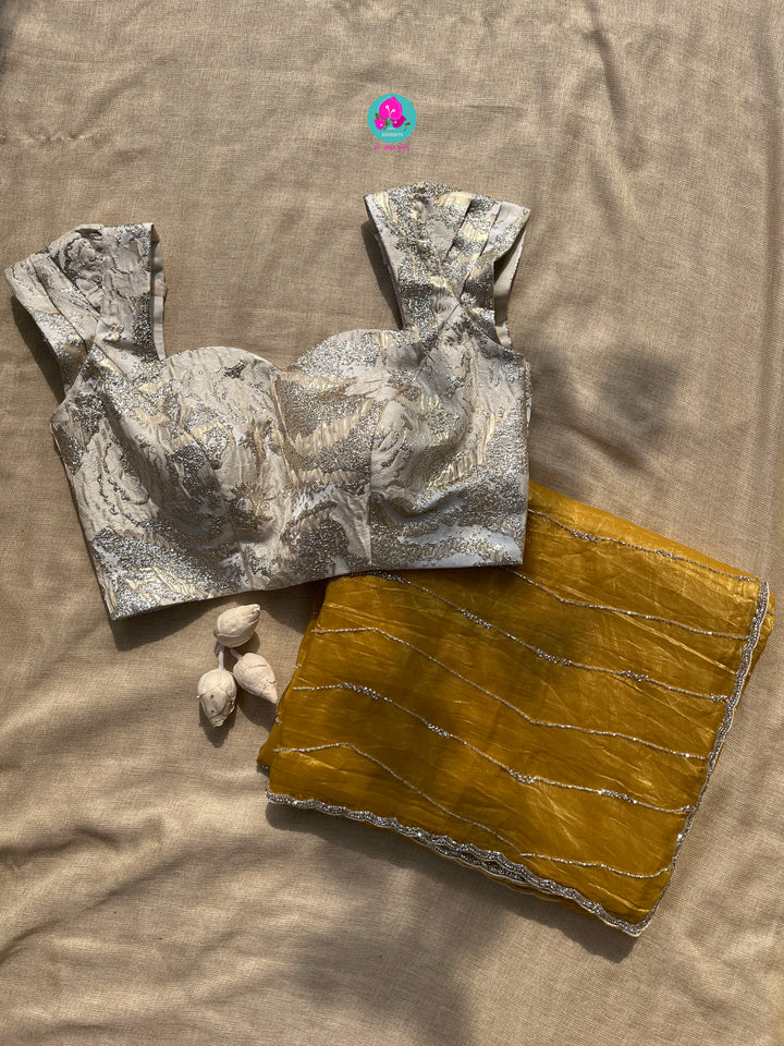 Soft Crush organza saree with hand embroidery paired with Fashion Blouse
