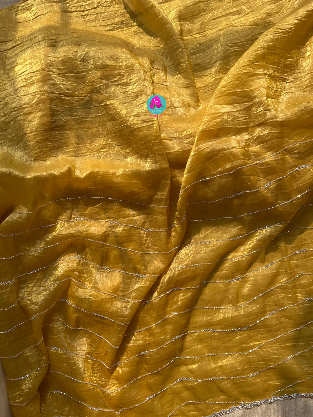 Soft Crush organza saree with hand embroidery paired with Fashion Blouse