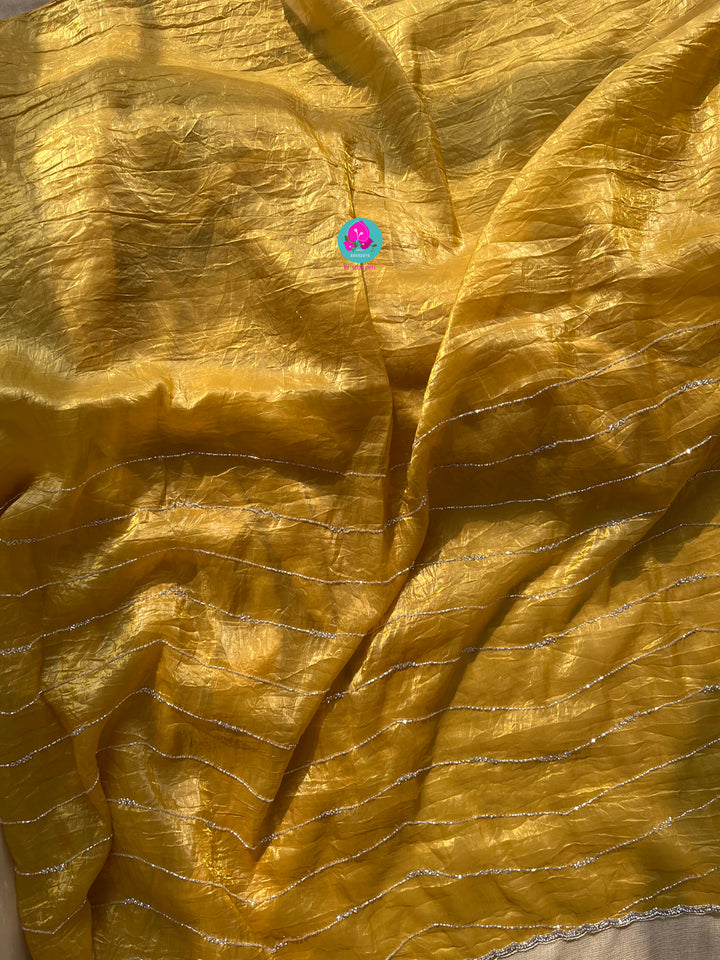 Soft Crush organza saree with hand embroidery paired with Fashion Blouse