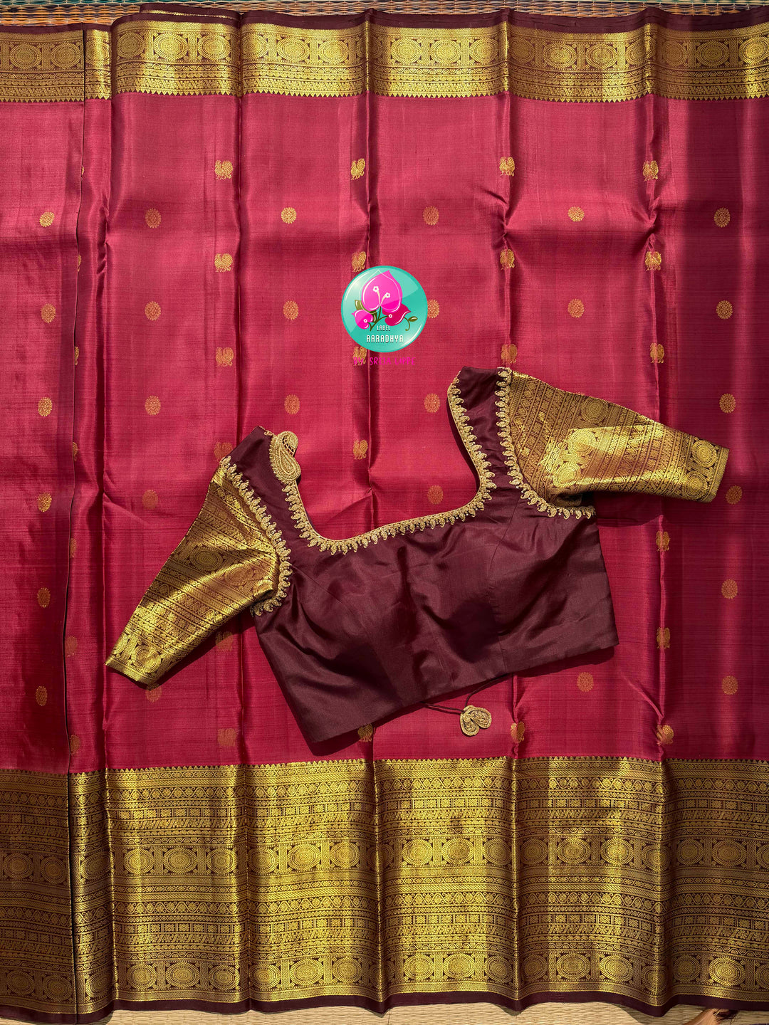 Antique Romance: The Mauve Pink & Espresso Pure Kanchipattu