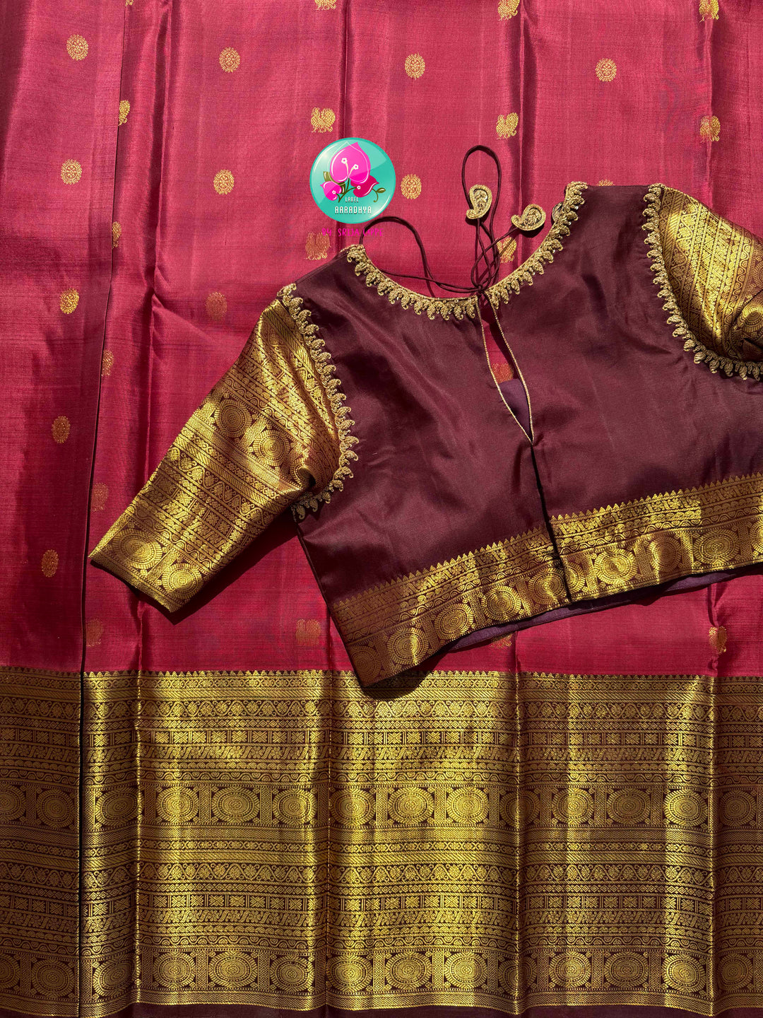 Antique Romance: The Mauve Pink & Espresso Pure Kanchipattu