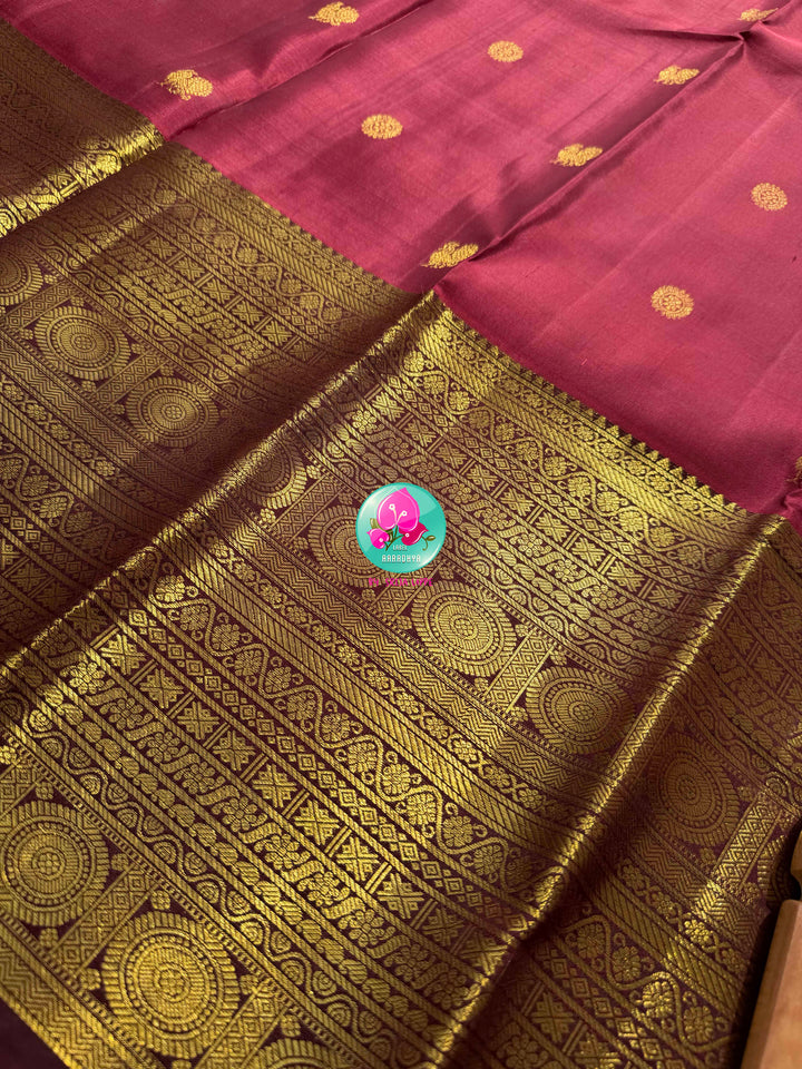 Antique Romance: The Mauve Pink & Espresso Pure Kanchipattu