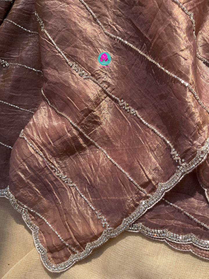 Soft Crush organza saree with hand embroidery paired with Fashion Blouse