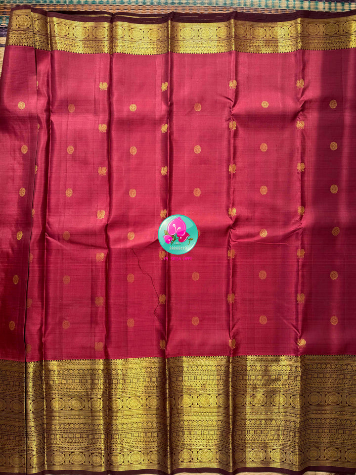 Antique Romance: The Mauve Pink & Espresso Pure Kanchipattu