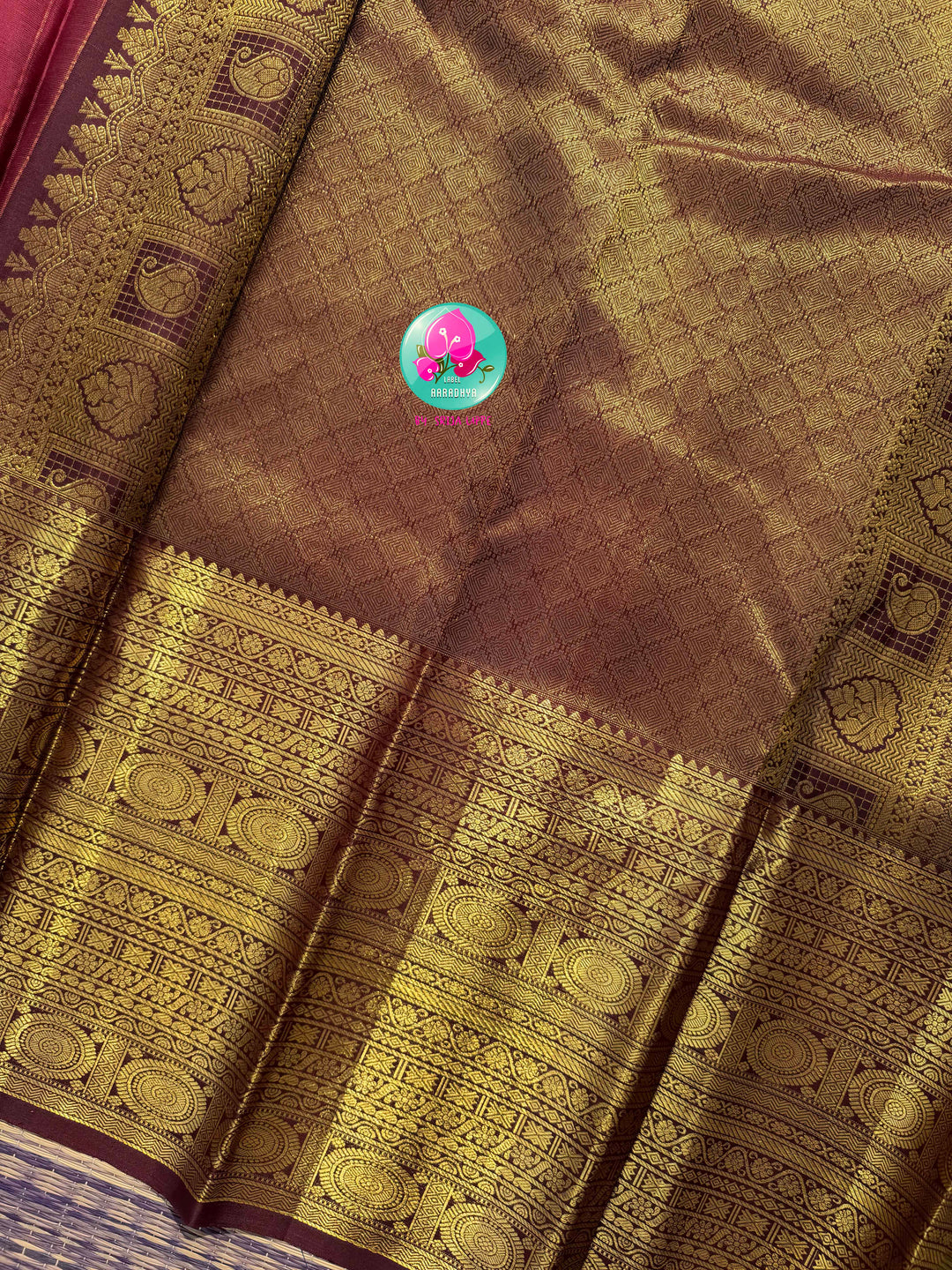 Antique Romance: The Mauve Pink & Espresso Pure Kanchipattu