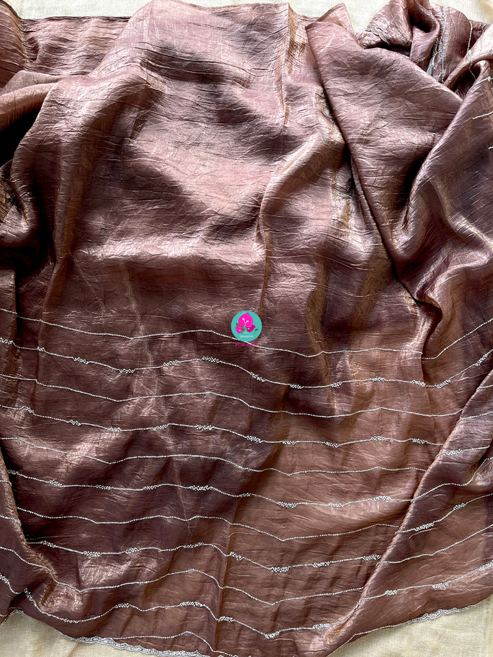 Soft Crush organza saree with hand embroidery paired with Fashion Blouse