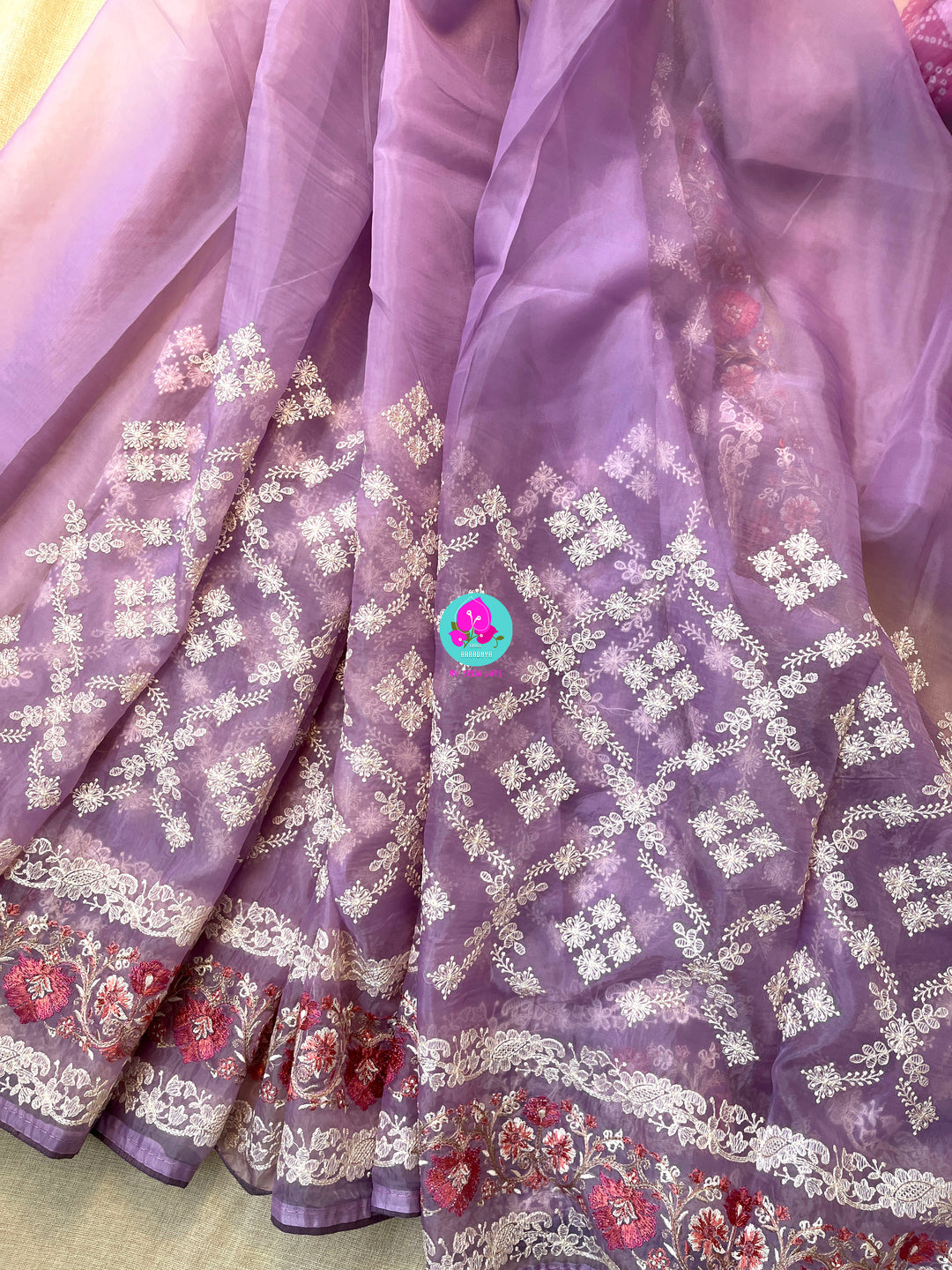 Flowy Soft Satin Organza Saree with Fashion Blouse