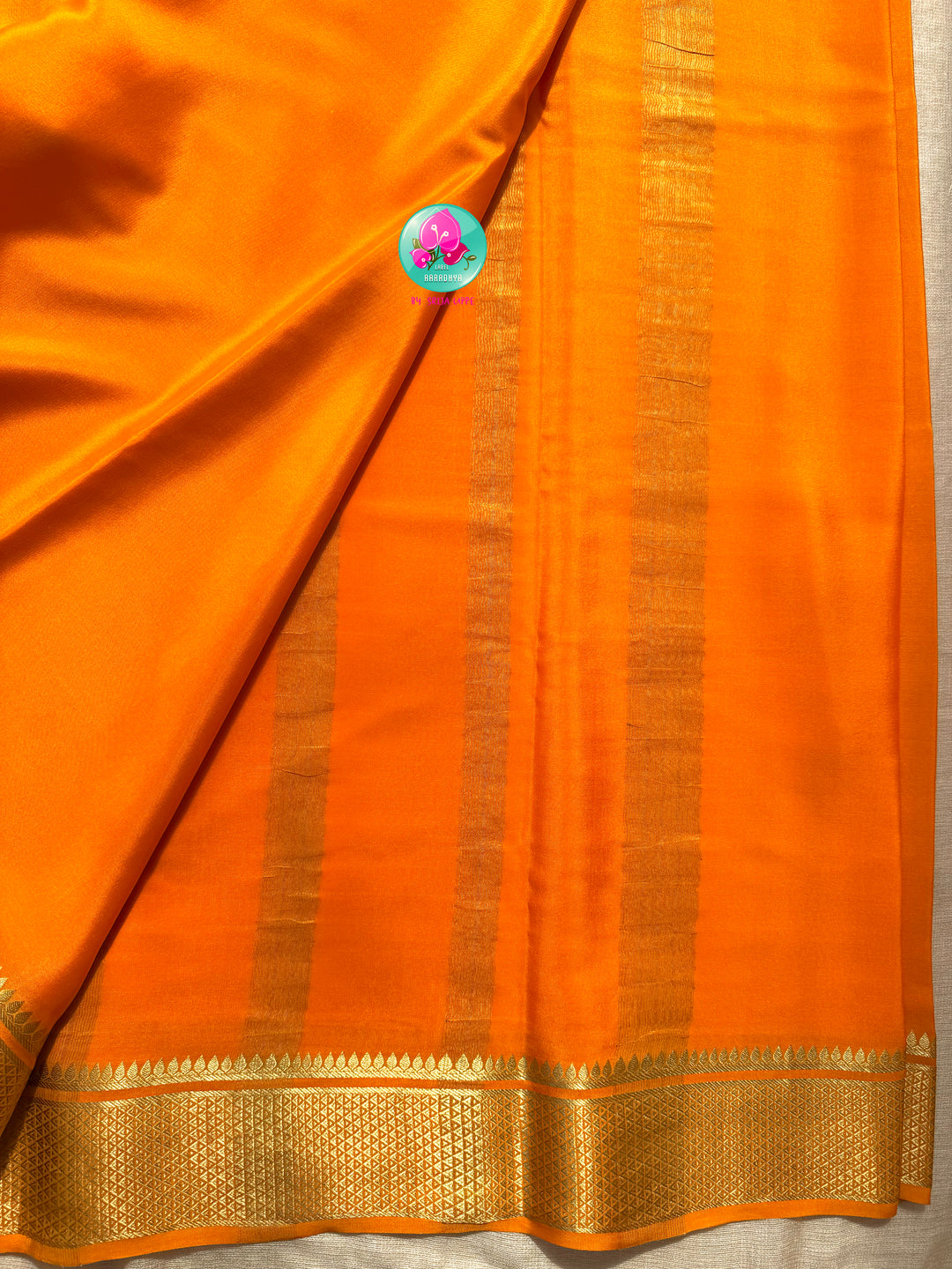 Golden Dawn: Pure 120gsm Mysore Silk & Hand-Embroidered Garden Symphony