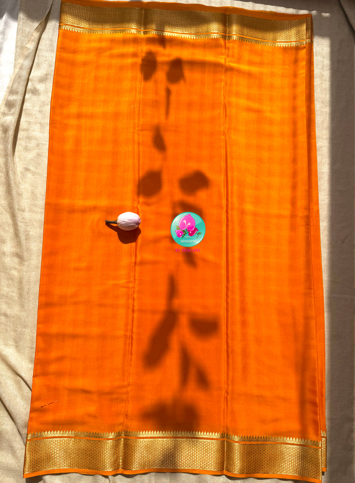 Golden Dawn: Pure 120gsm Mysore Silk & Hand-Embroidered Garden Symphony