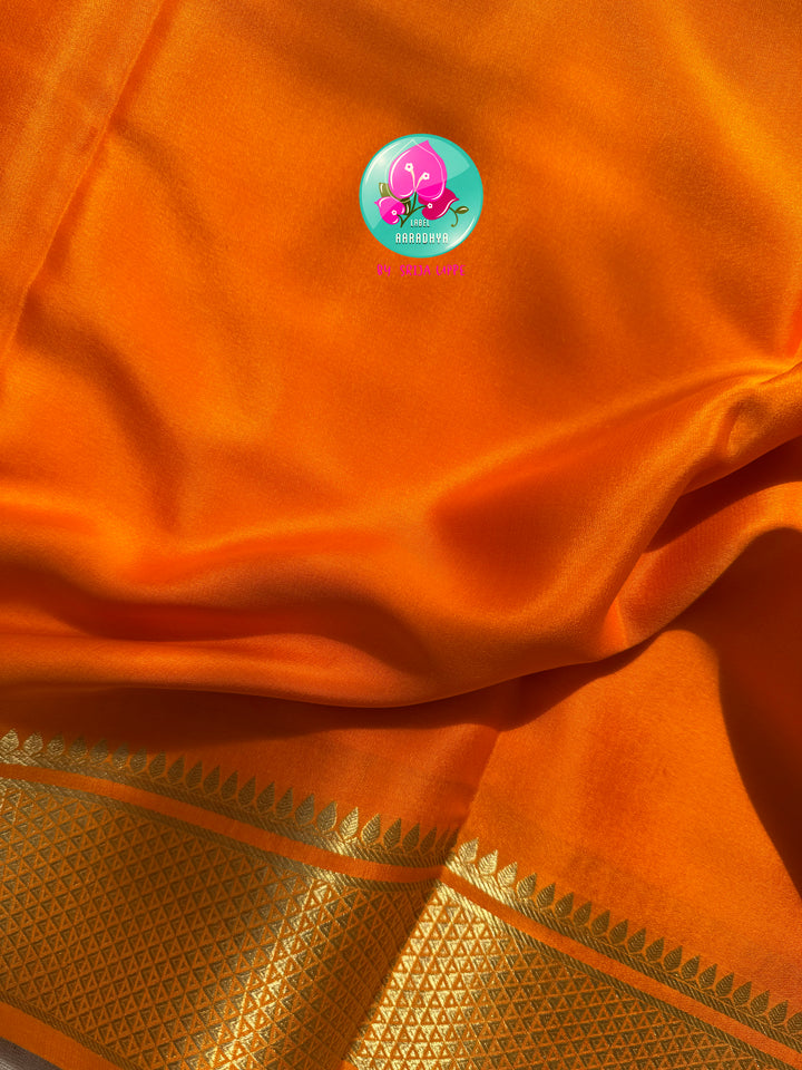 Golden Dawn: Pure 120gsm Mysore Silk & Hand-Embroidered Garden Symphony