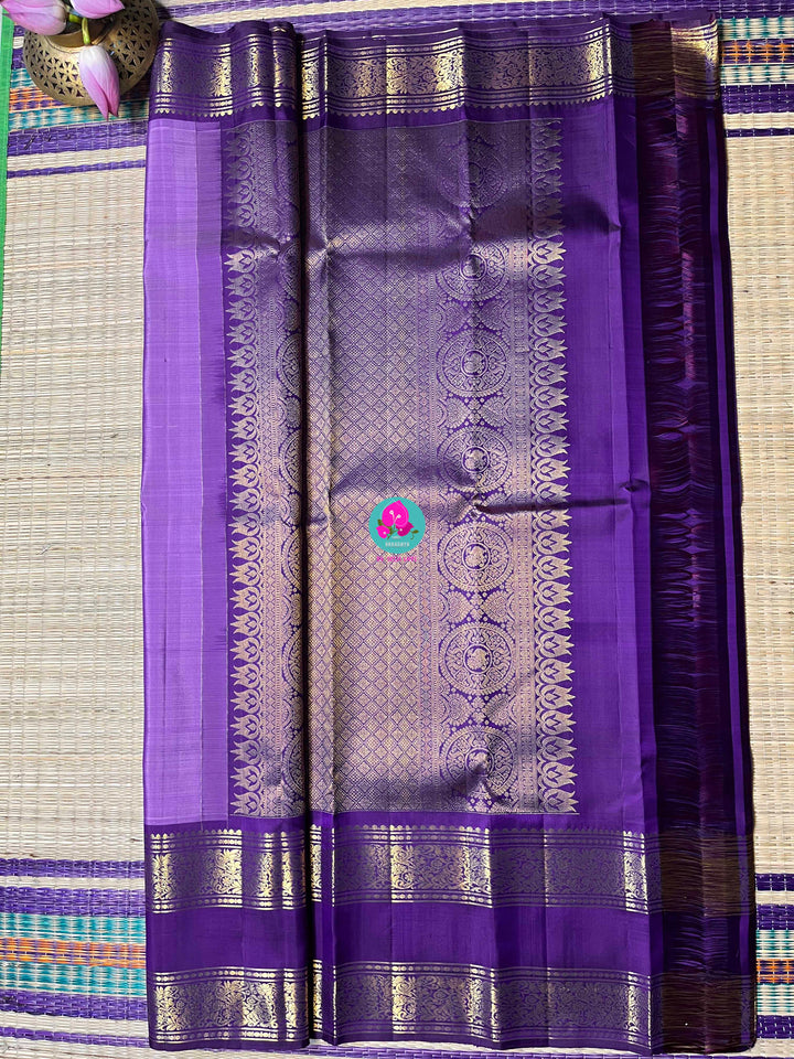 Kanchipattu Saree in Lavender Elegance with Royal Purple Grandeur