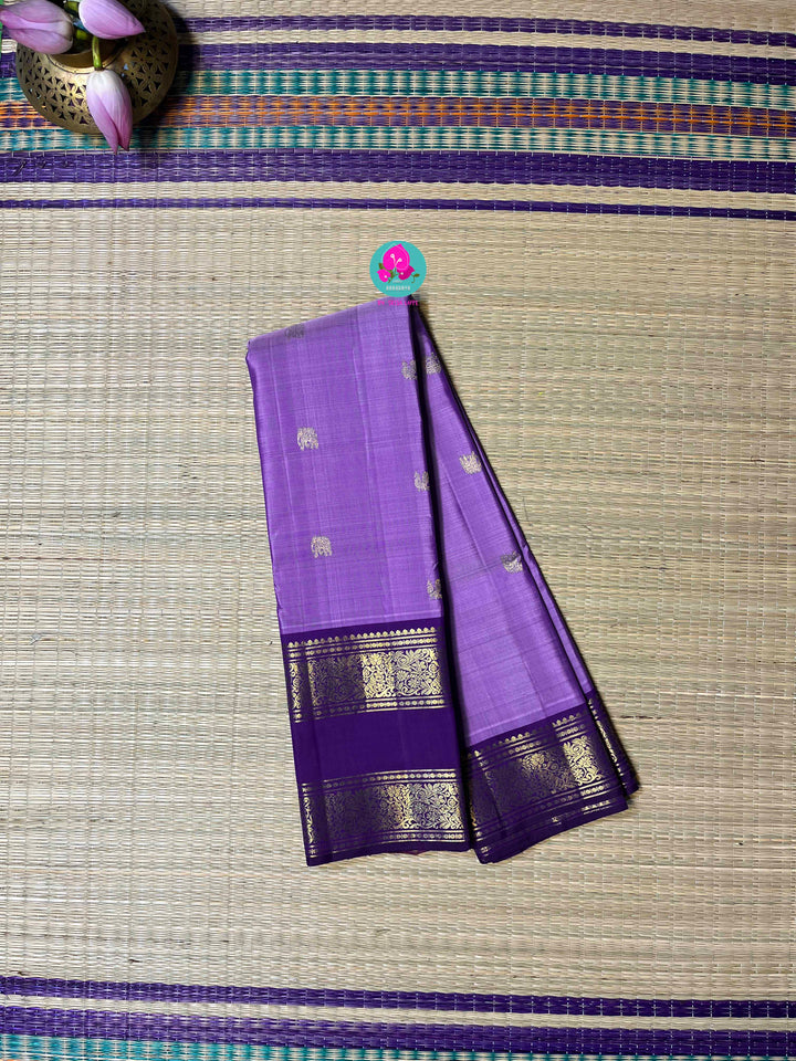 Kanchipattu Saree in Lavender Elegance with Royal Purple Grandeur