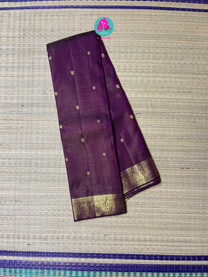 Deep royal Purple Vaira Oosi Elegance in Kanchipattu