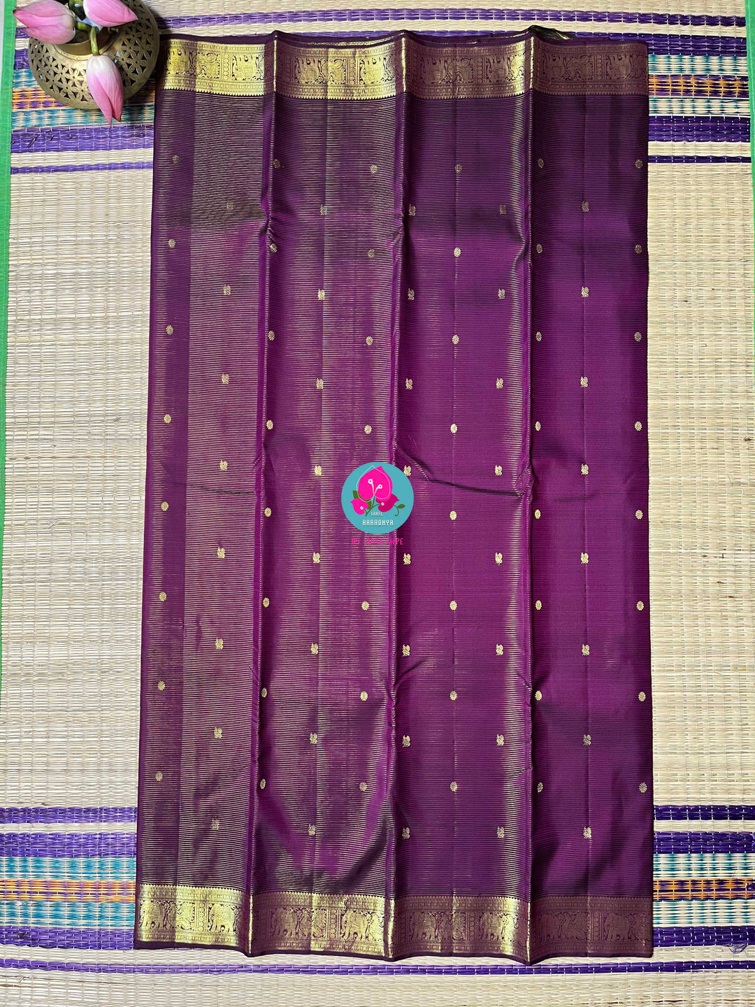 Deep royal Purple Vaira Oosi Elegance in Kanchipattu
