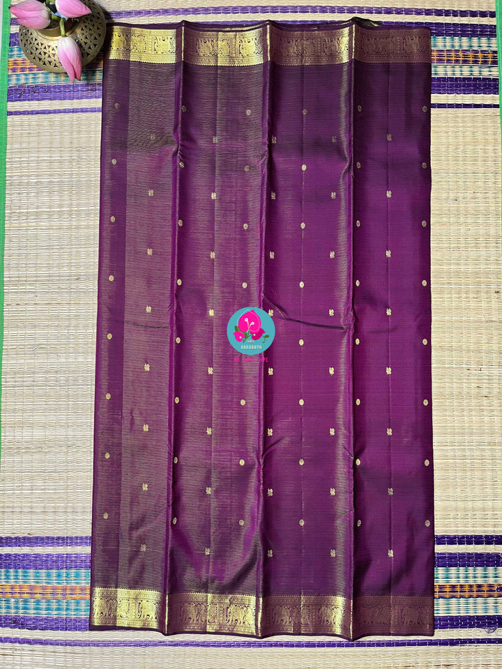 Deep royal Purple Vaira Oosi Elegance in Kanchipattu