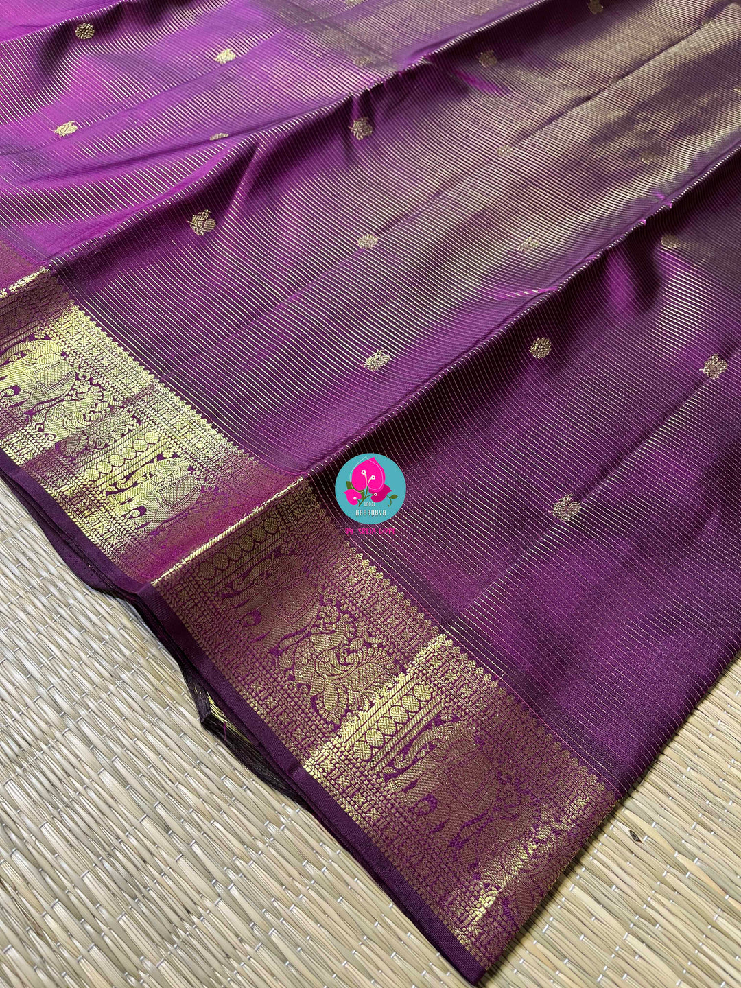 Deep royal Purple Vaira Oosi Elegance in Kanchipattu