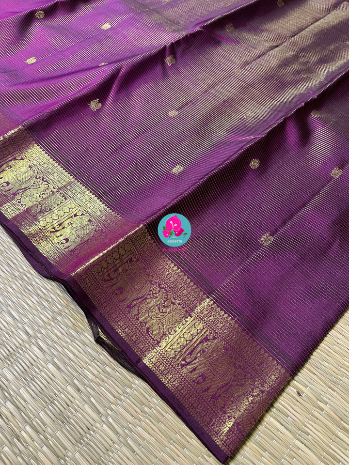 Deep royal Purple Vaira Oosi Elegance in Kanchipattu