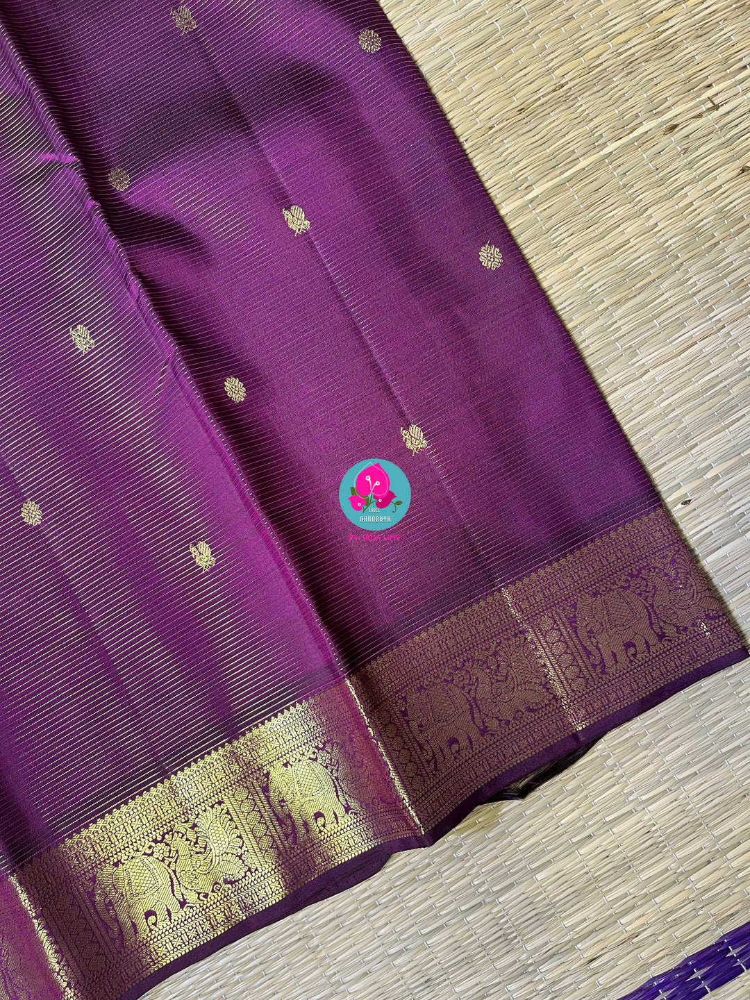 Deep royal Purple Vaira Oosi Elegance in Kanchipattu