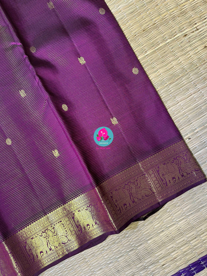Deep royal Purple Vaira Oosi Elegance in Kanchipattu