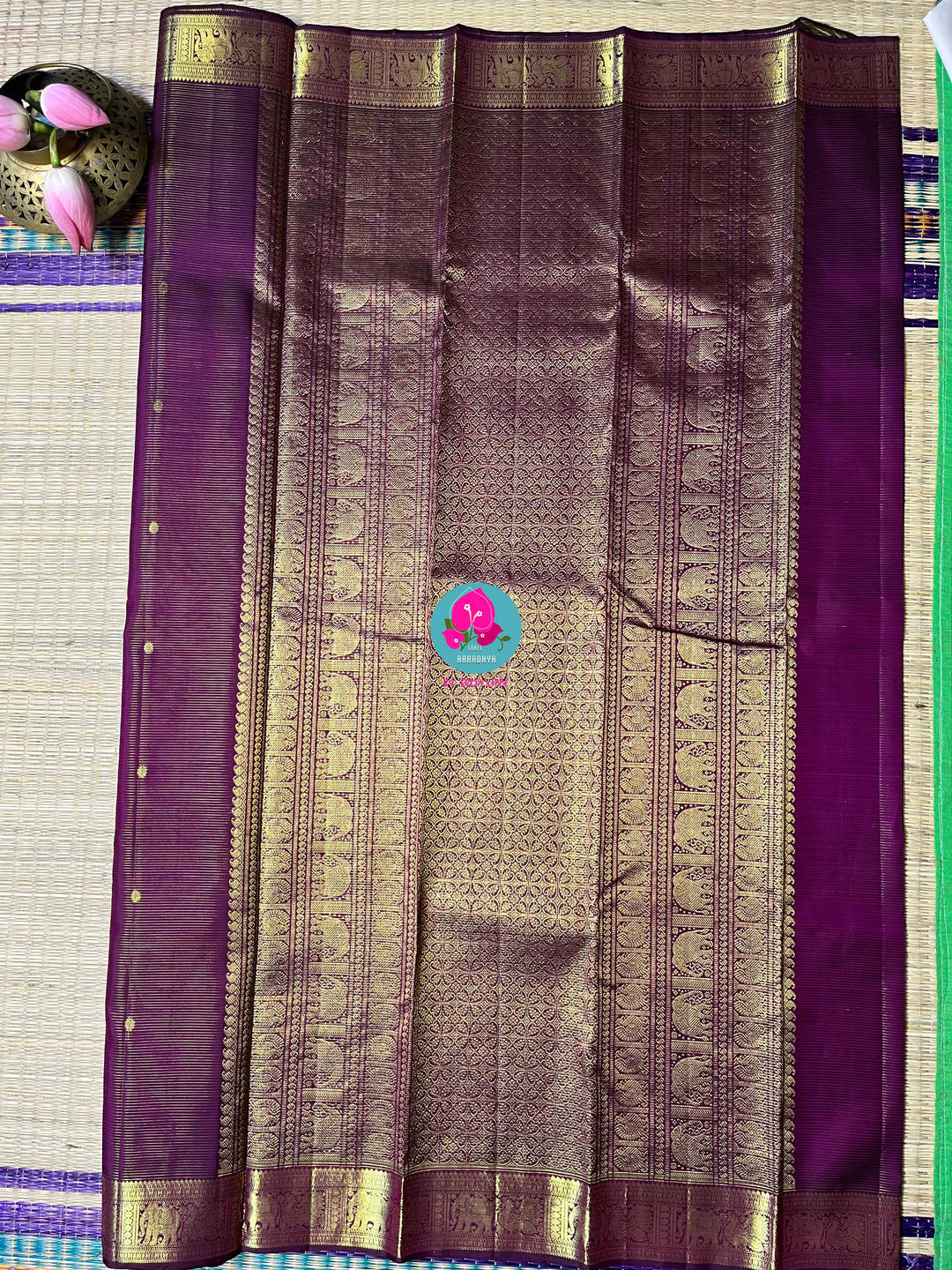 Deep royal Purple Vaira Oosi Elegance in Kanchipattu