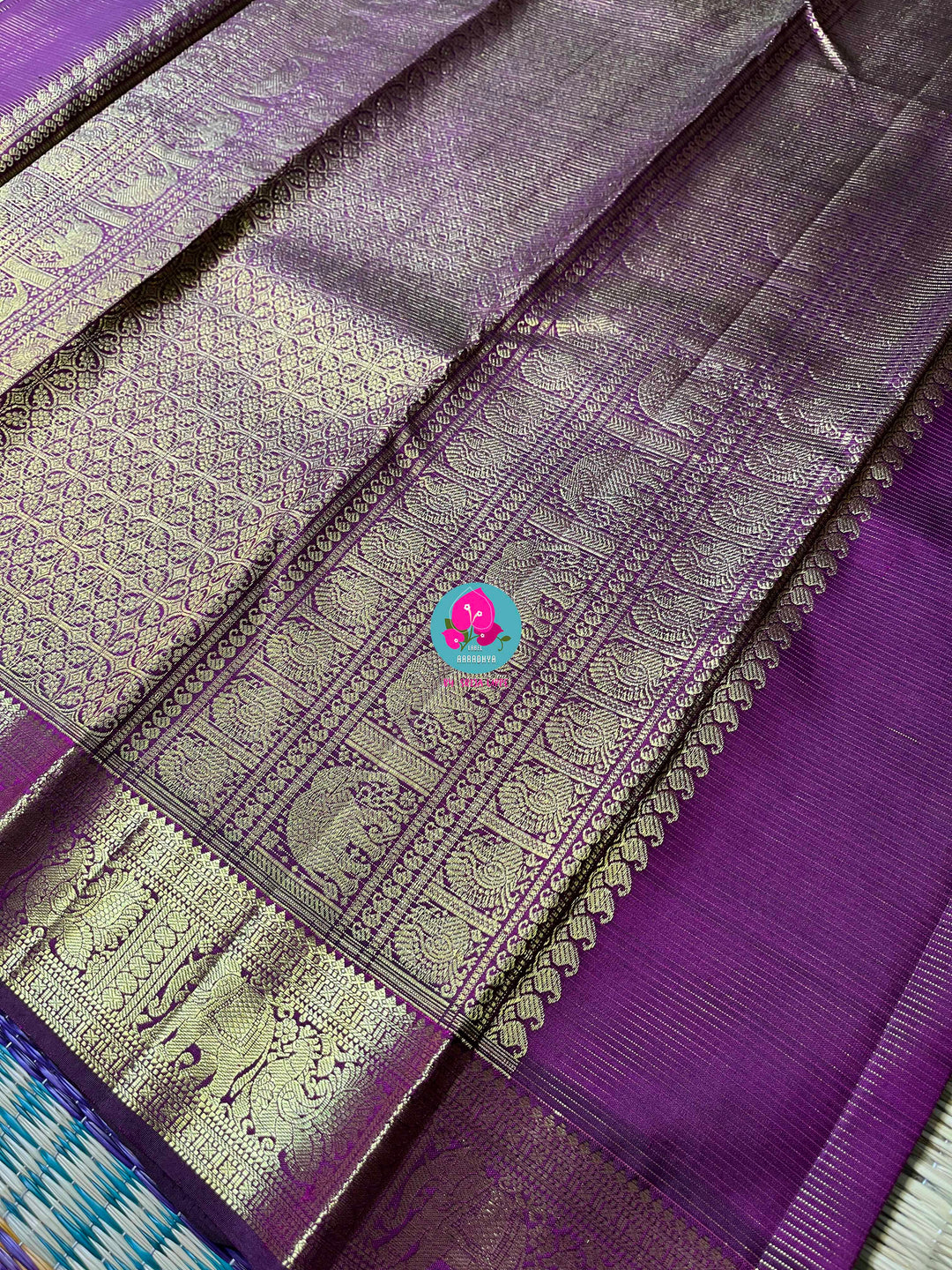 Deep royal Purple Vaira Oosi Elegance in Kanchipattu